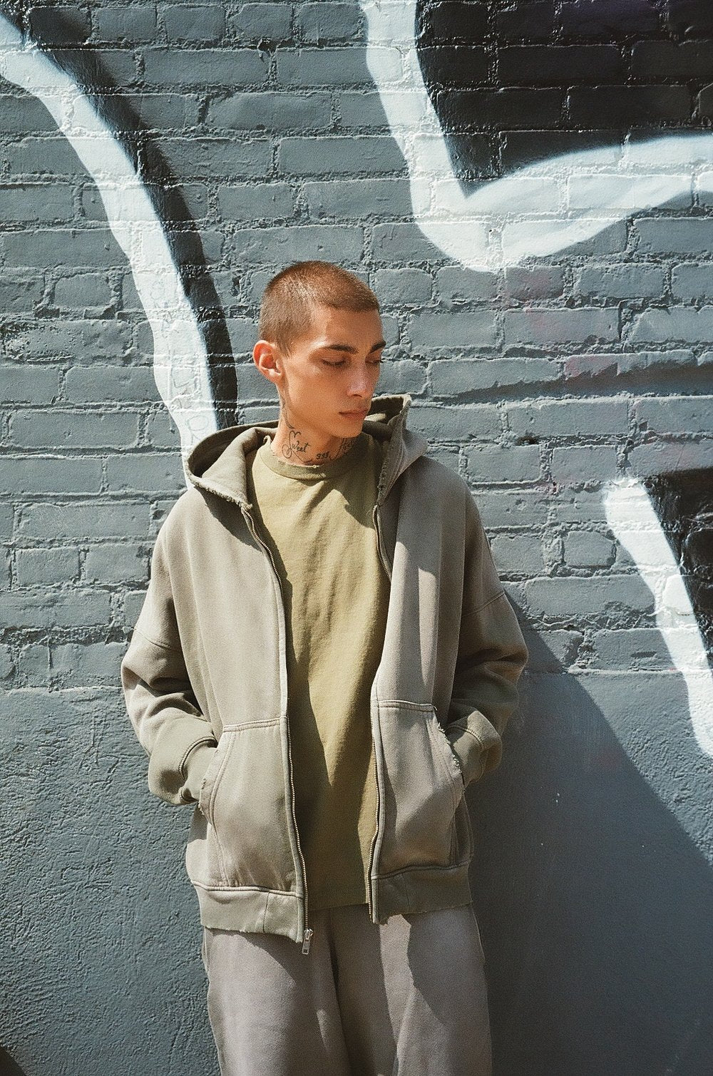 OVERSIZE ZIP-UP HOODIE AGED OLIVE GREEN