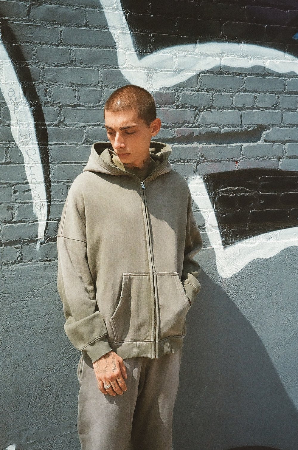 OVERSIZE ZIP-UP HOODIE AGED OLIVE GREEN