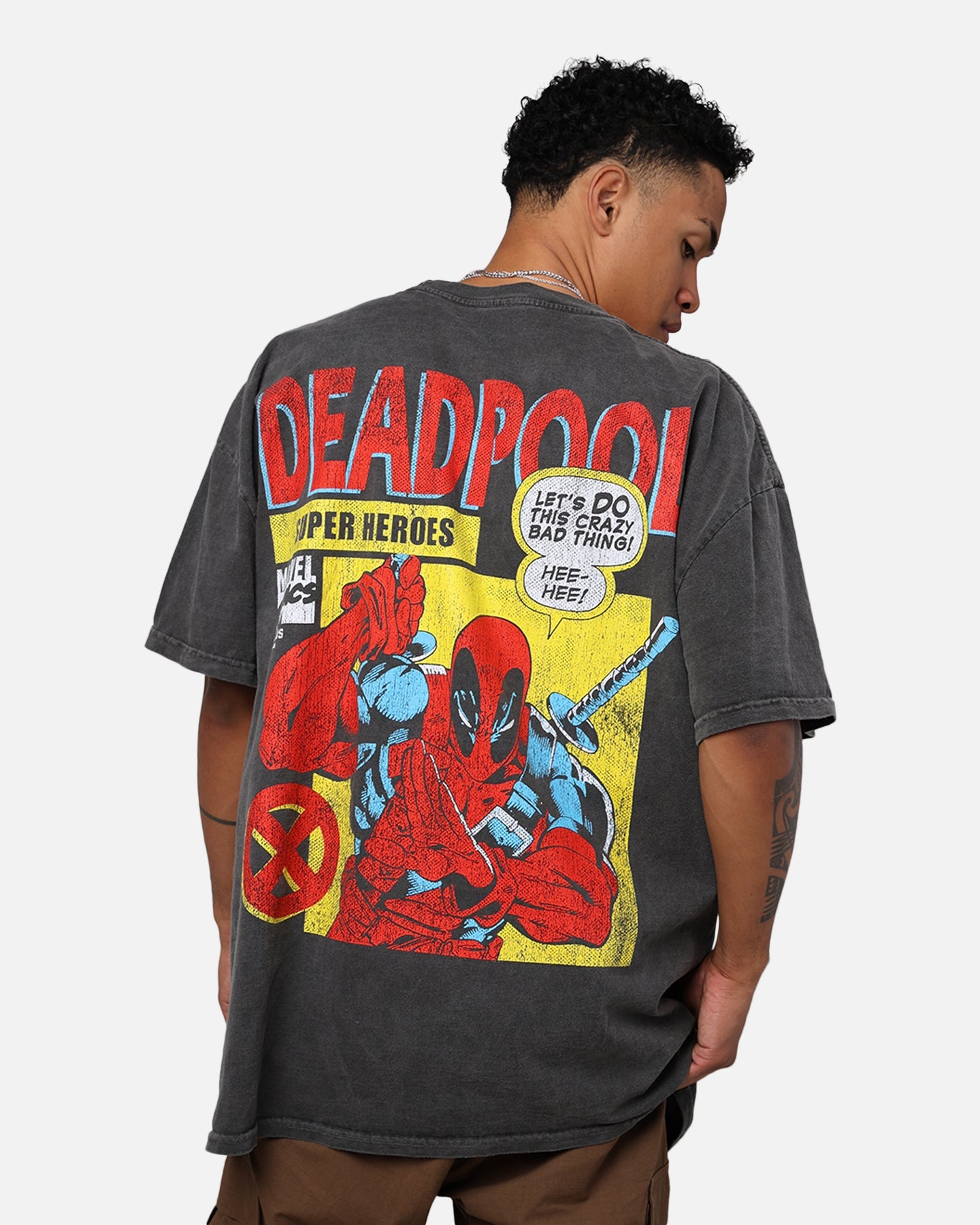 Marvel Deadpool Comic Heavyweight T-Shirt Black Wash