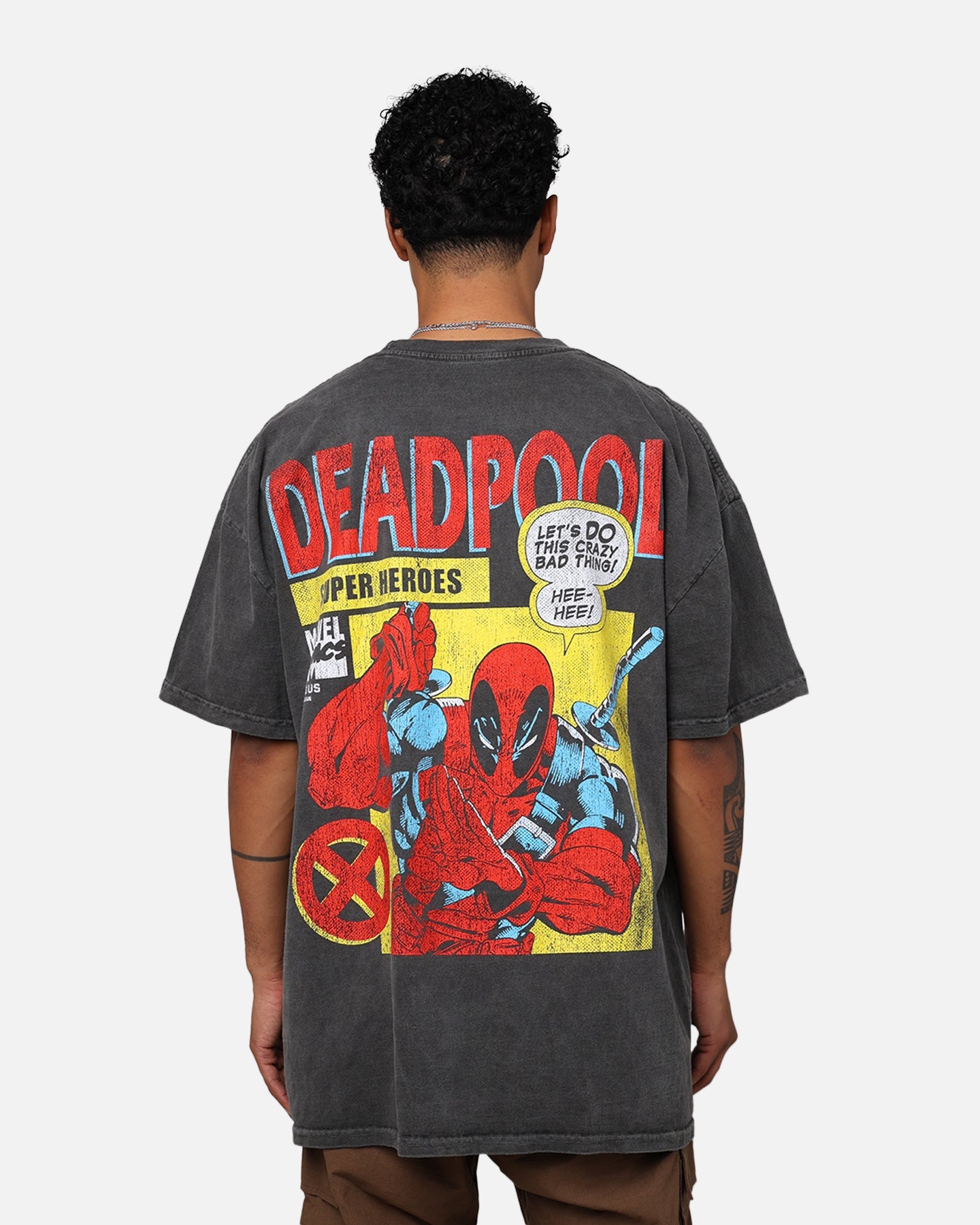 Marvel Deadpool Comic Heavyweight T-Shirt Black Wash