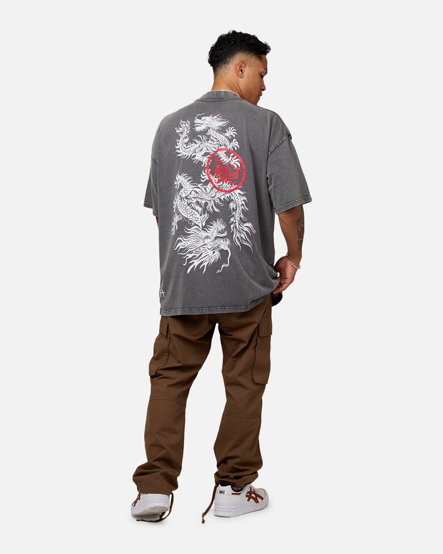 Saint Morta Dragon Mock T-Shirt Washed Charcoal