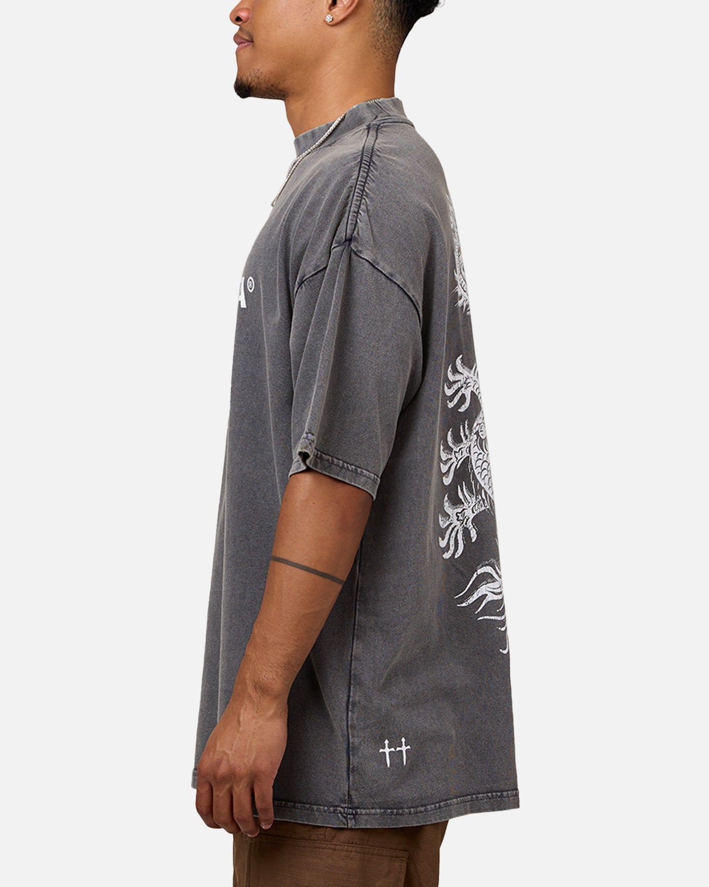 Saint Morta Dragon Mock T-Shirt Washed Charcoal