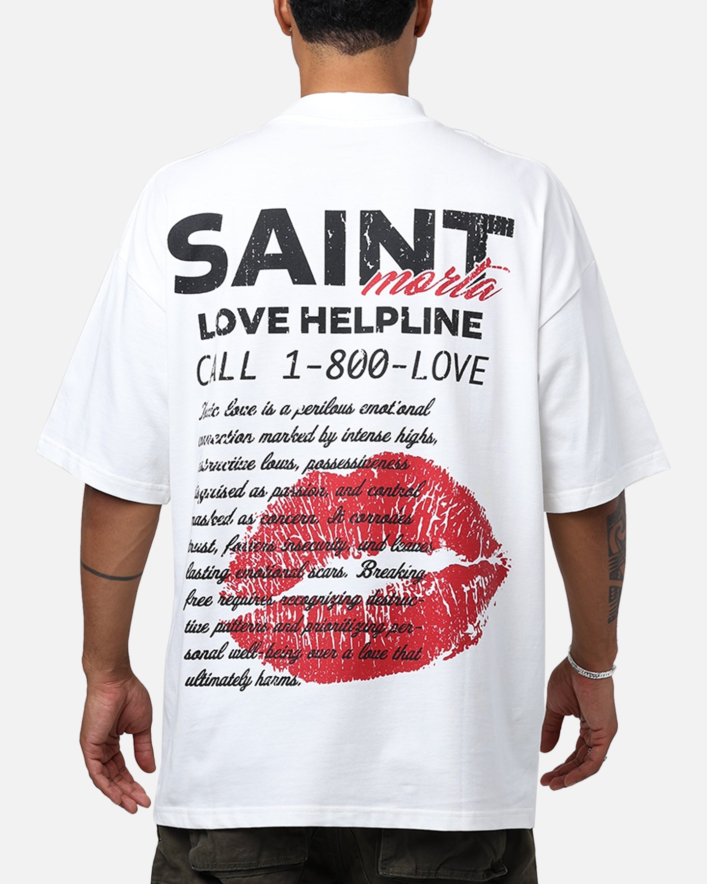 Saint Morta Love Helpline Mock T-Shirt Off-White