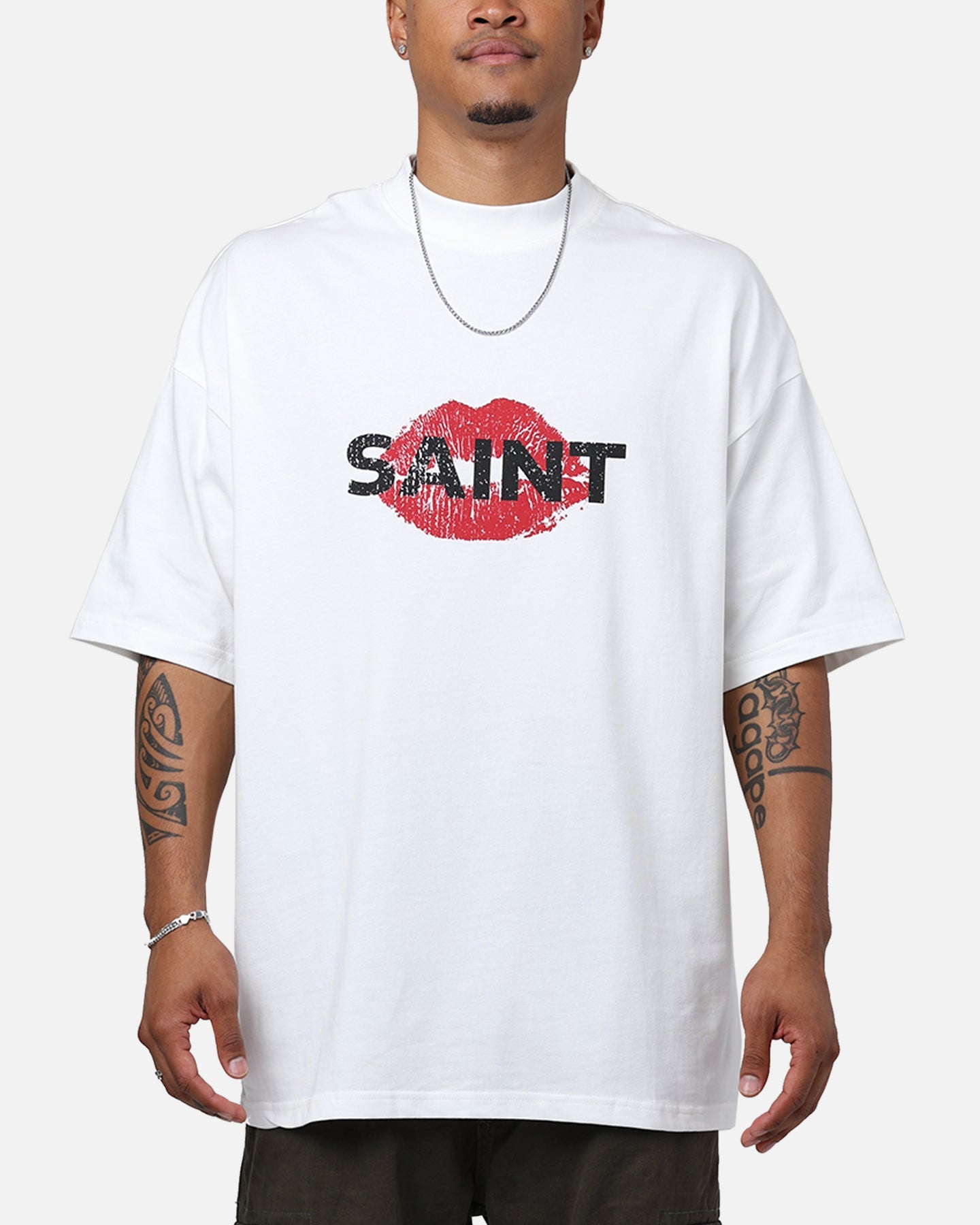 Saint Morta Love Helpline Mock T-Shirt Off-White