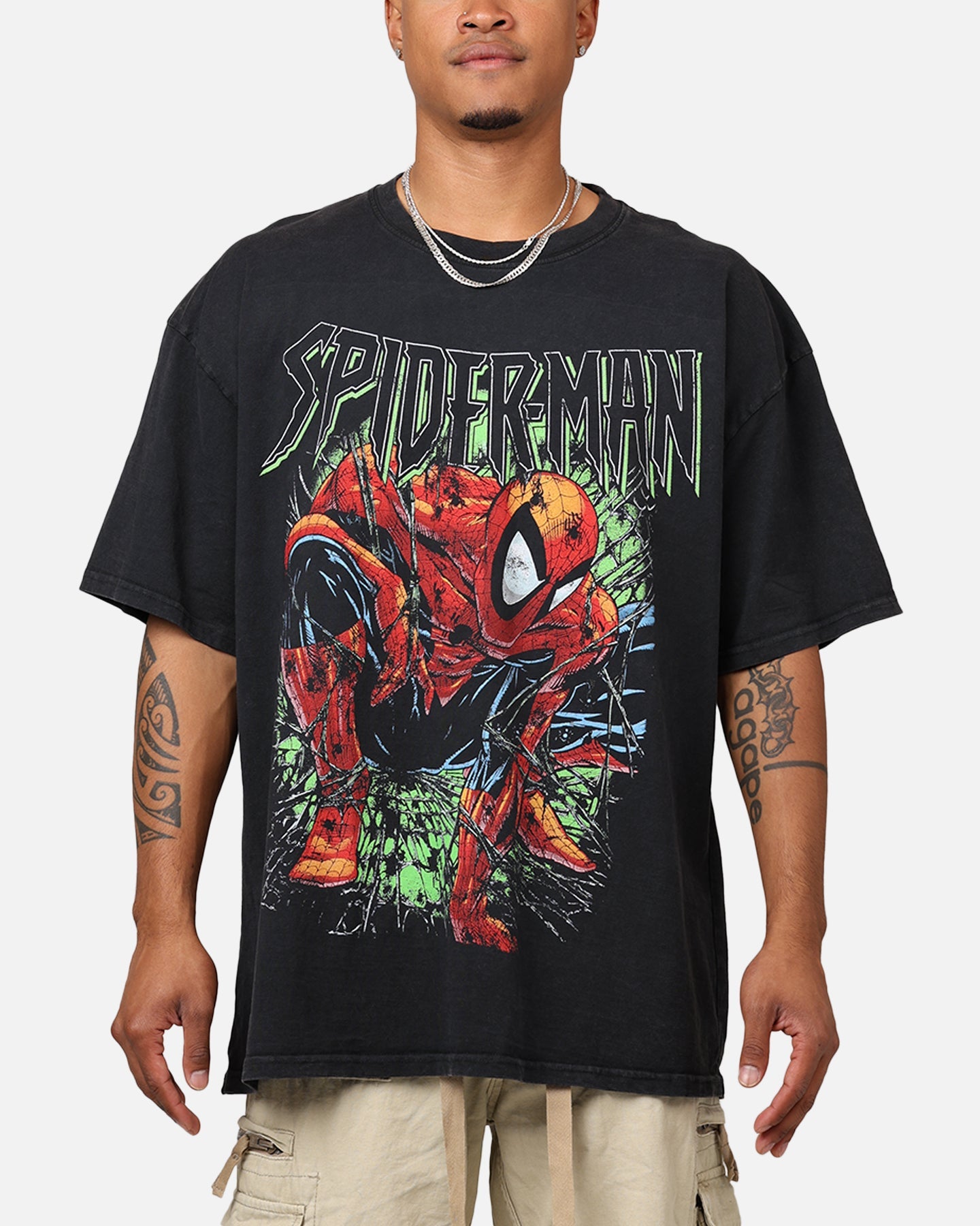 Marvel Spider-Man T-Shirt Black Acidwash