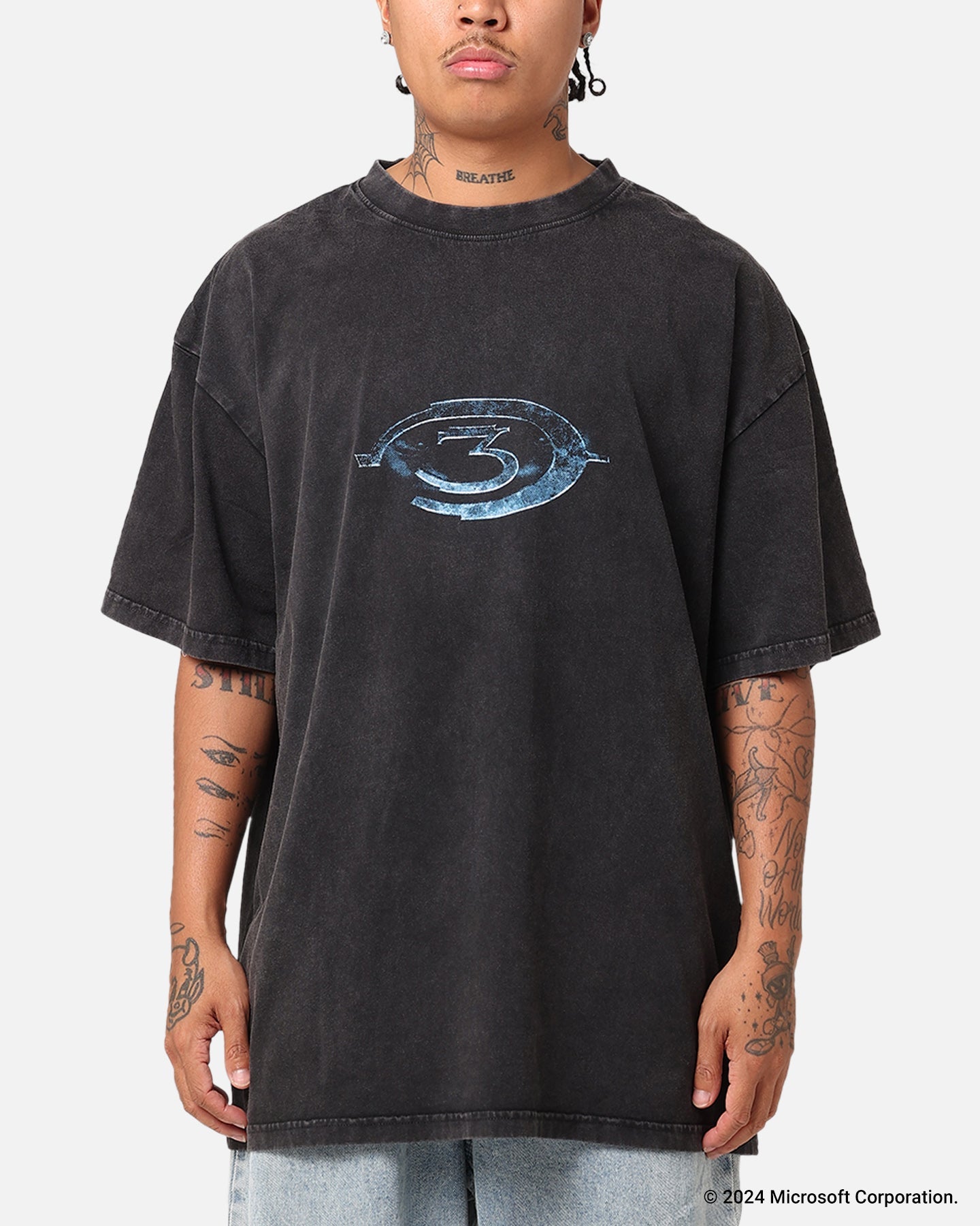 Goat Crew X Halo Halo 3 Vintage T-Shirt Black Acidwash