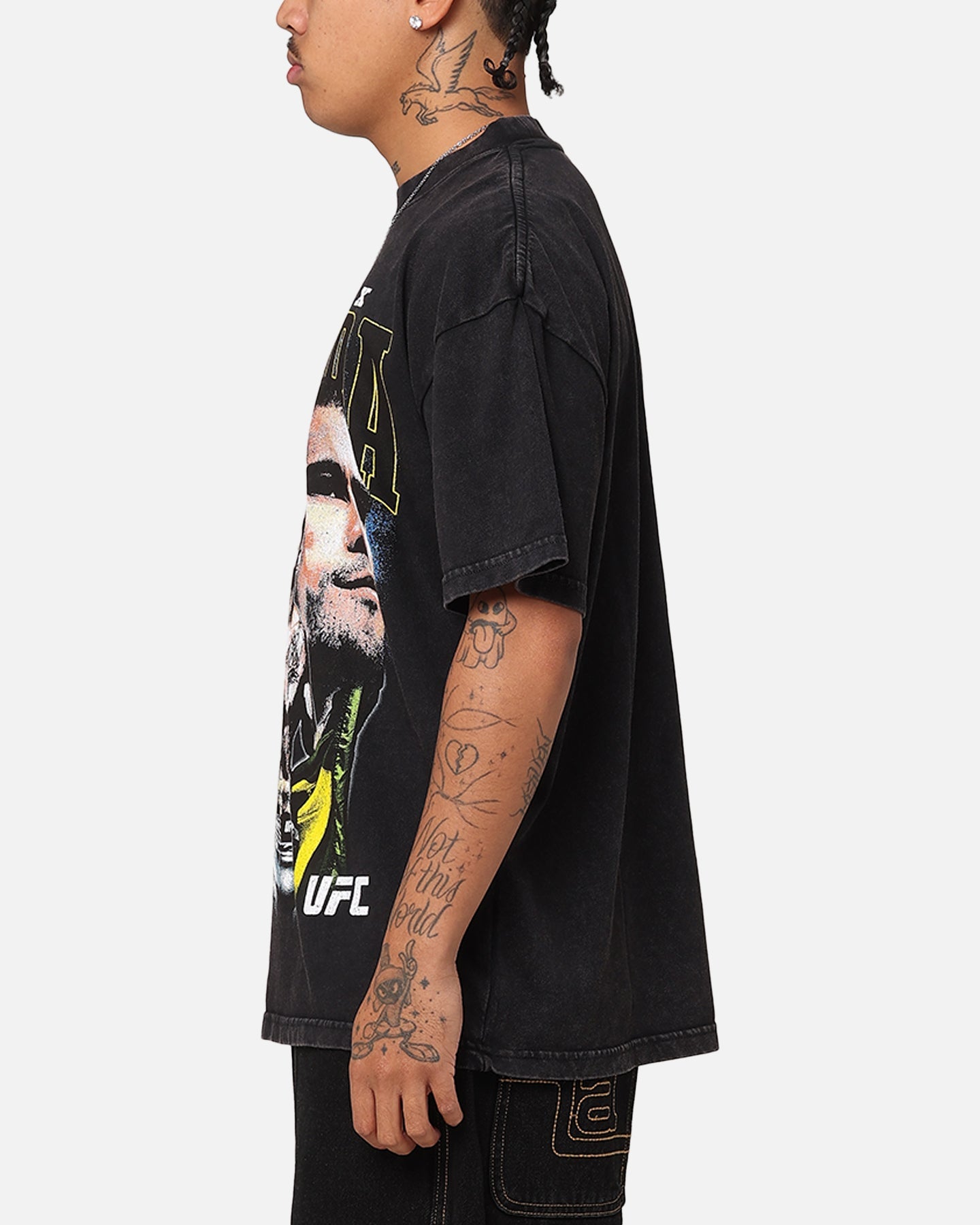 UFC By Culture Kings Alex Pereira Big Face Vintage T-Shirt Black Acidwash