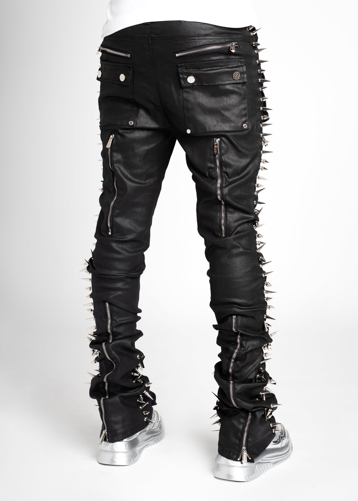 Obsidian Black Waxed Spikes Denim