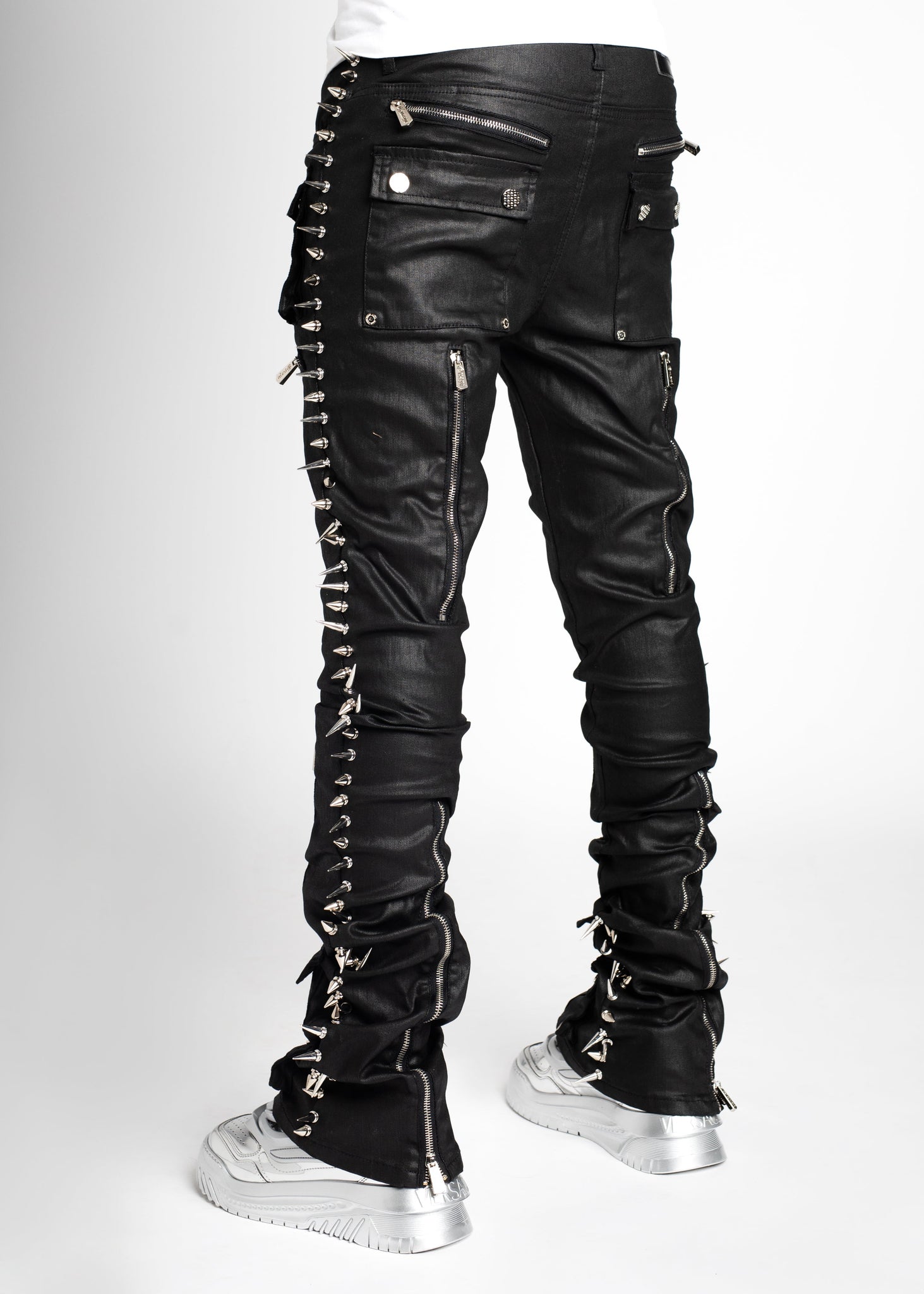 Obsidian Black Waxed Spikes Denim