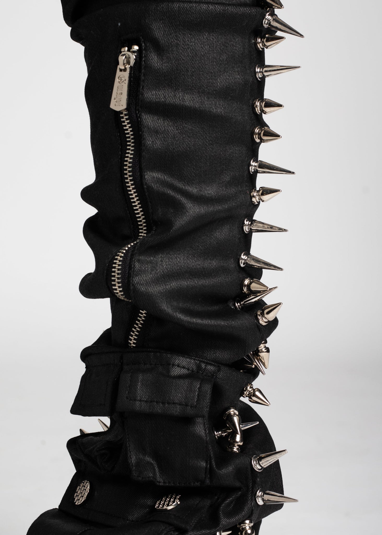 Obsidian Black Waxed Spikes Denim