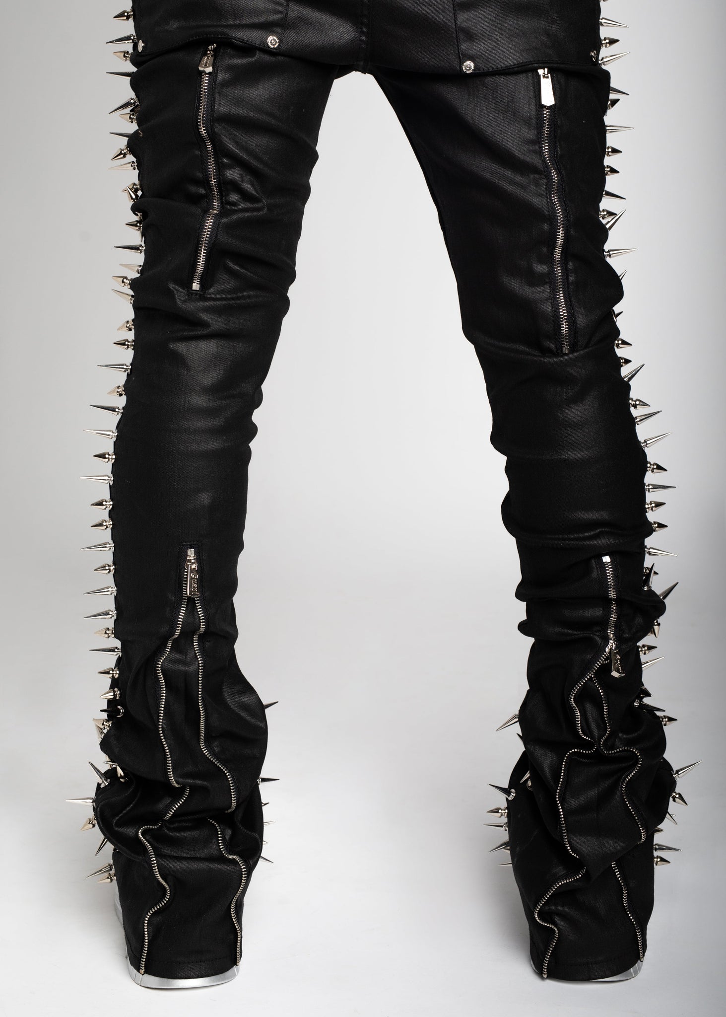 Obsidian Black Waxed Spikes Denim