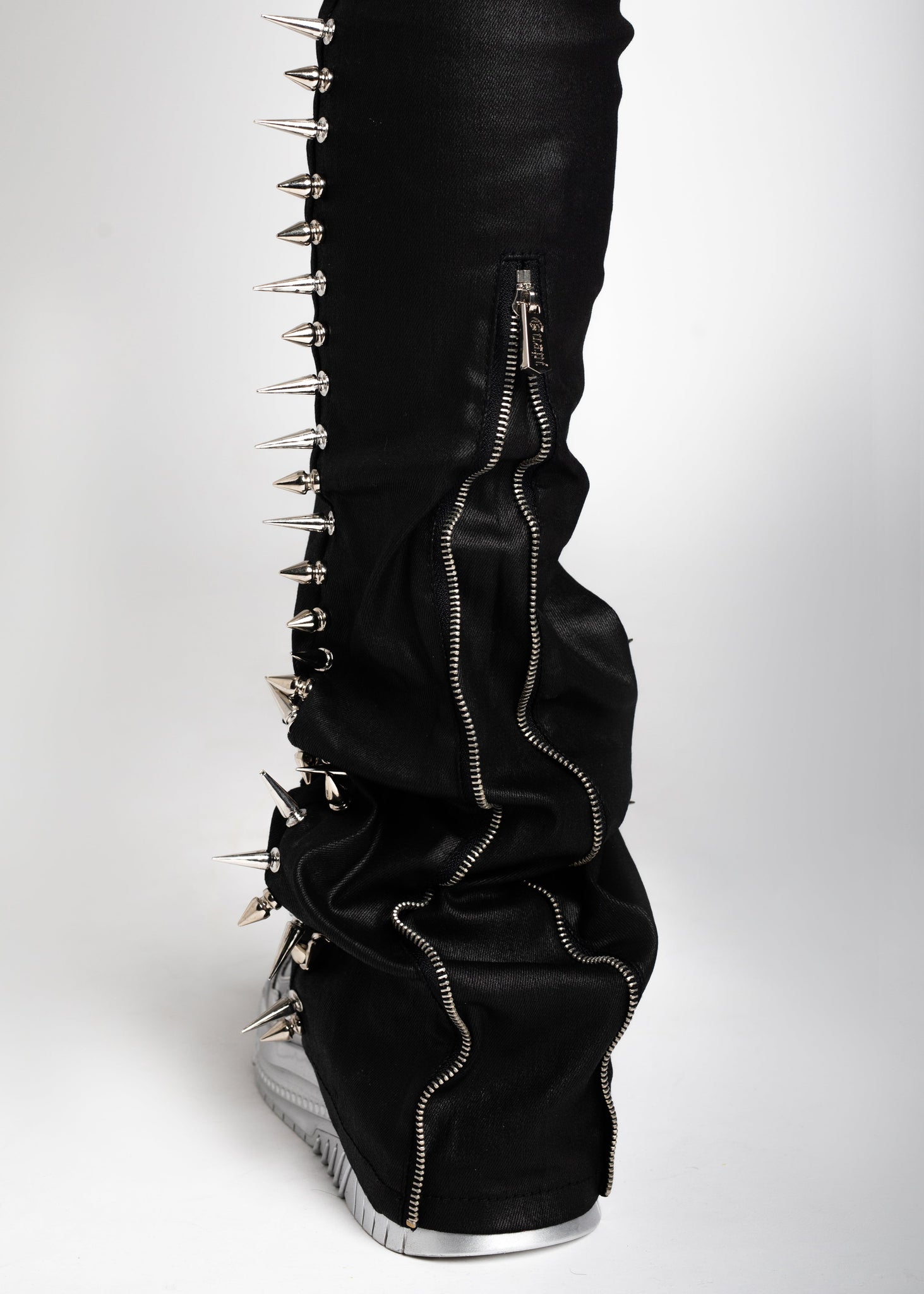 Obsidian Black Waxed Spikes Denim