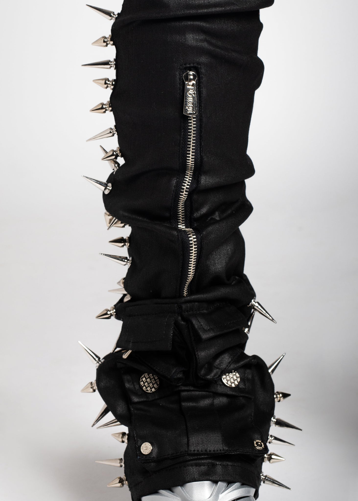 Obsidian Black Waxed Spikes Denim