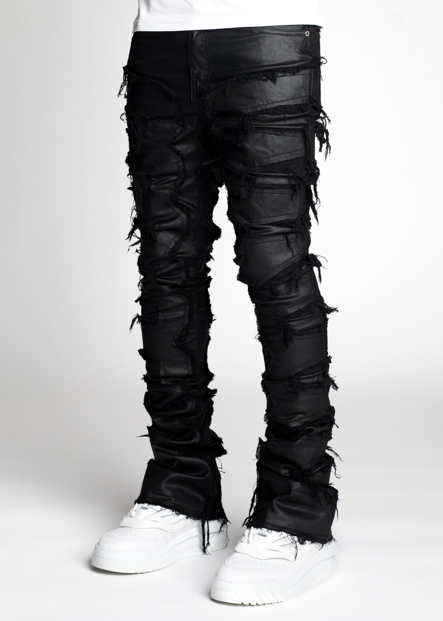 Obsidian Black Waxed Stacked Denim