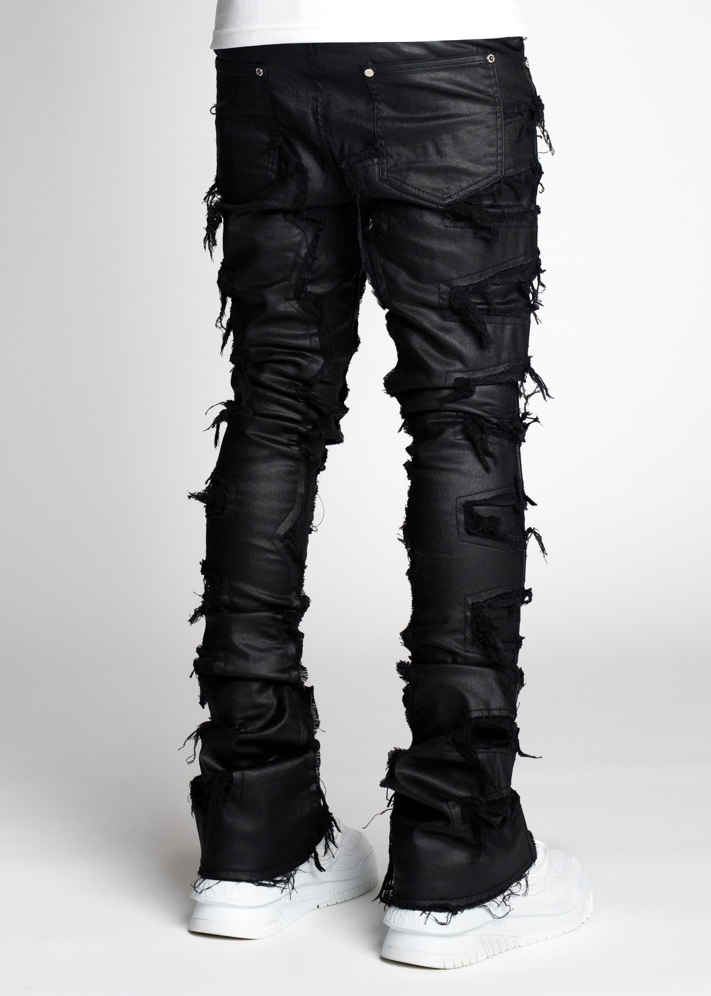 Obsidian Black Waxed Stacked Denim