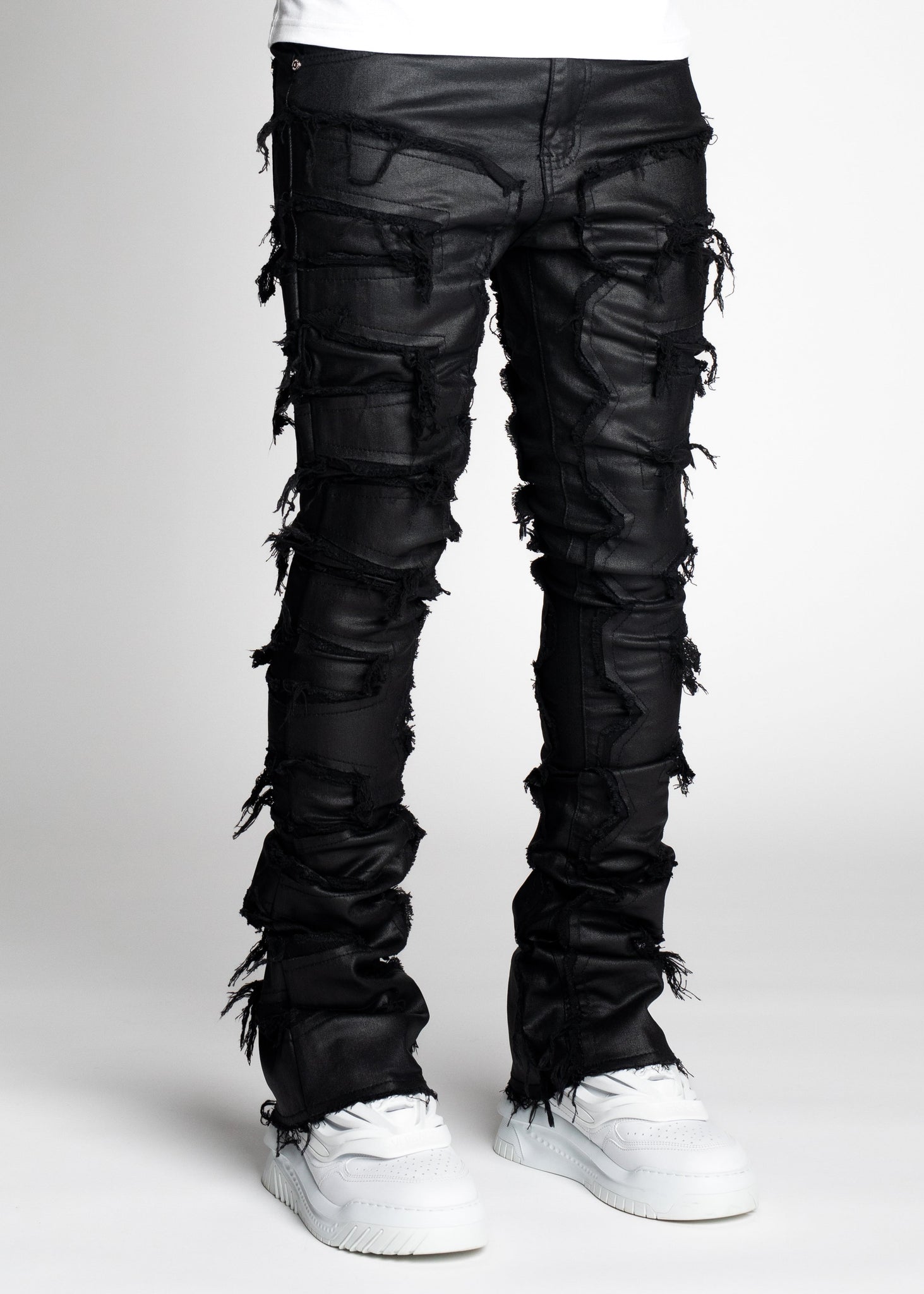 Obsidian Black Waxed Stacked Denim