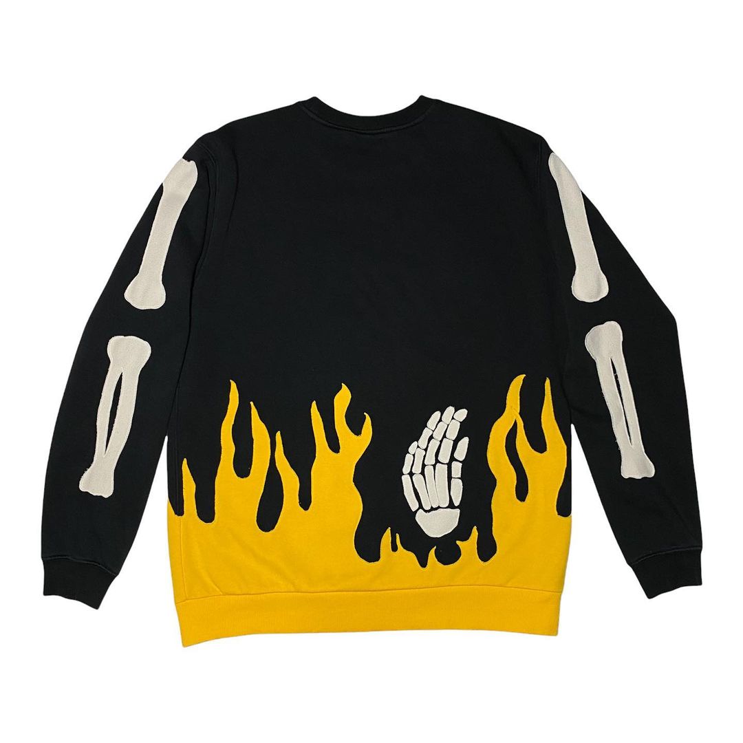 Reworked Skeleton Yellow Flames Sweatshirt