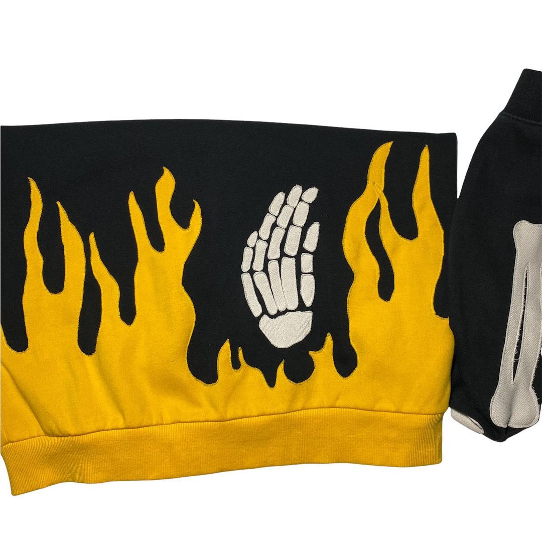 Reworked Skeleton Yellow Flames Sweatshirt