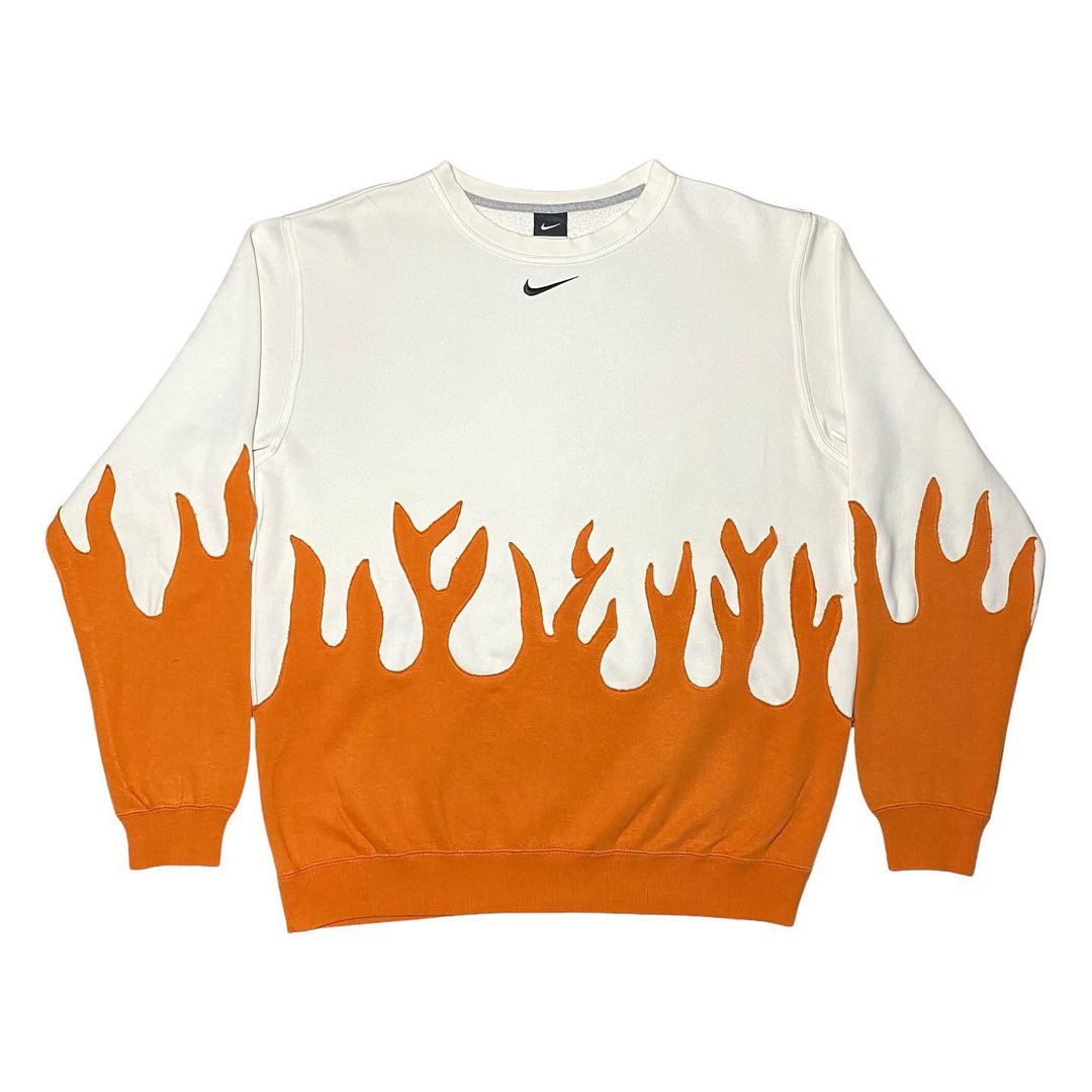 Reworked Nike Orange Flames Sweatshirt