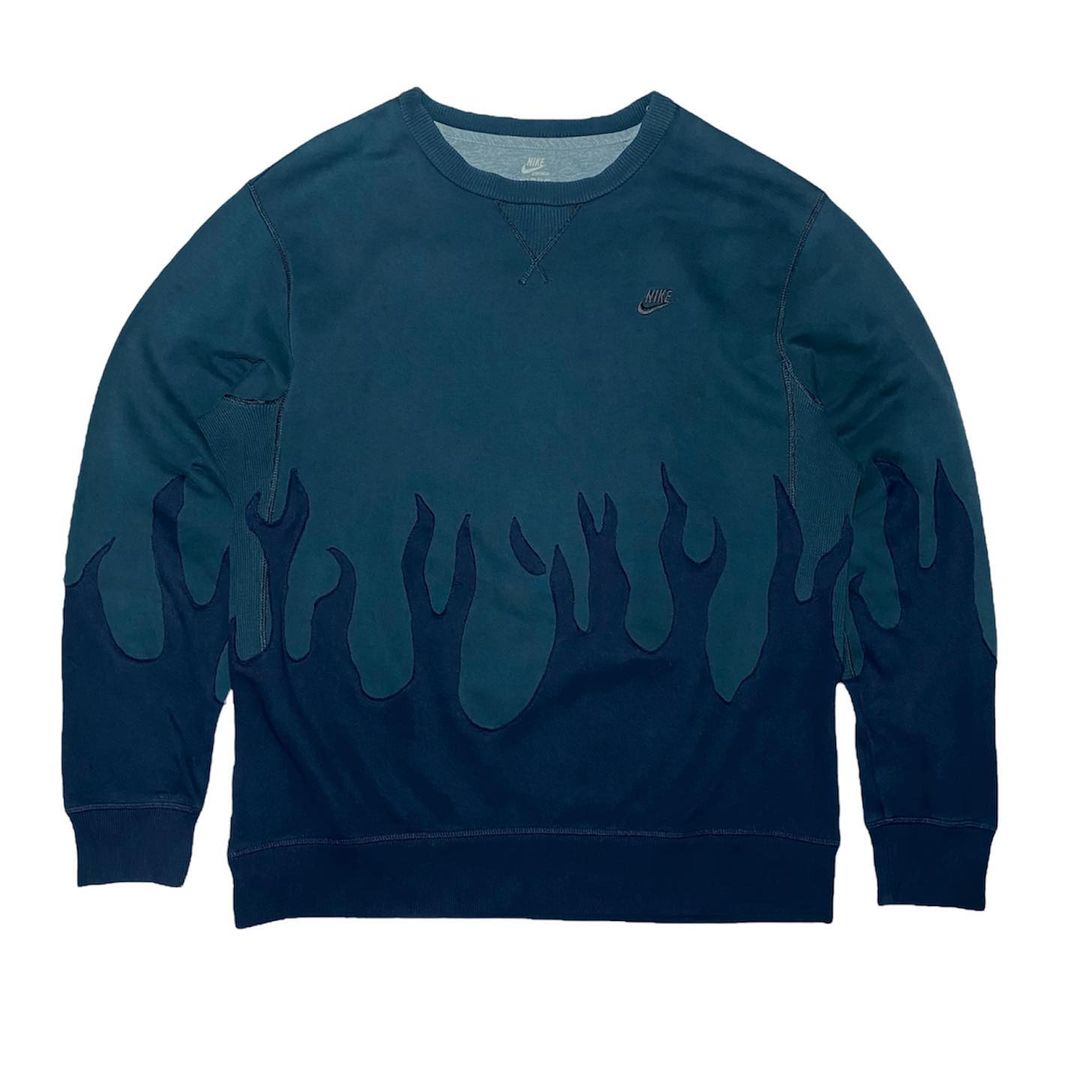 Reworked Nike Flames Green Sweatshirt