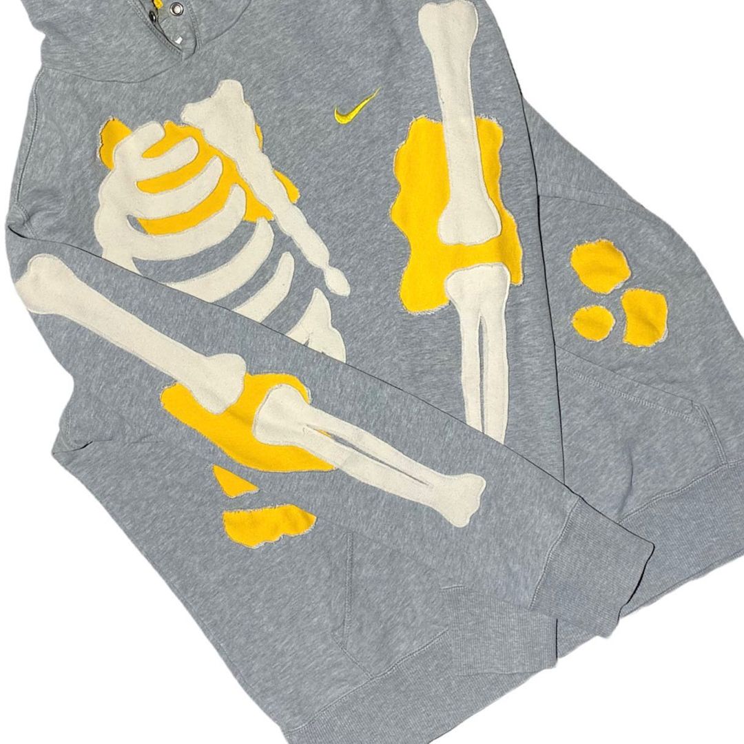 Reworked Nike Skeleton Hoodie Gray/Yellow