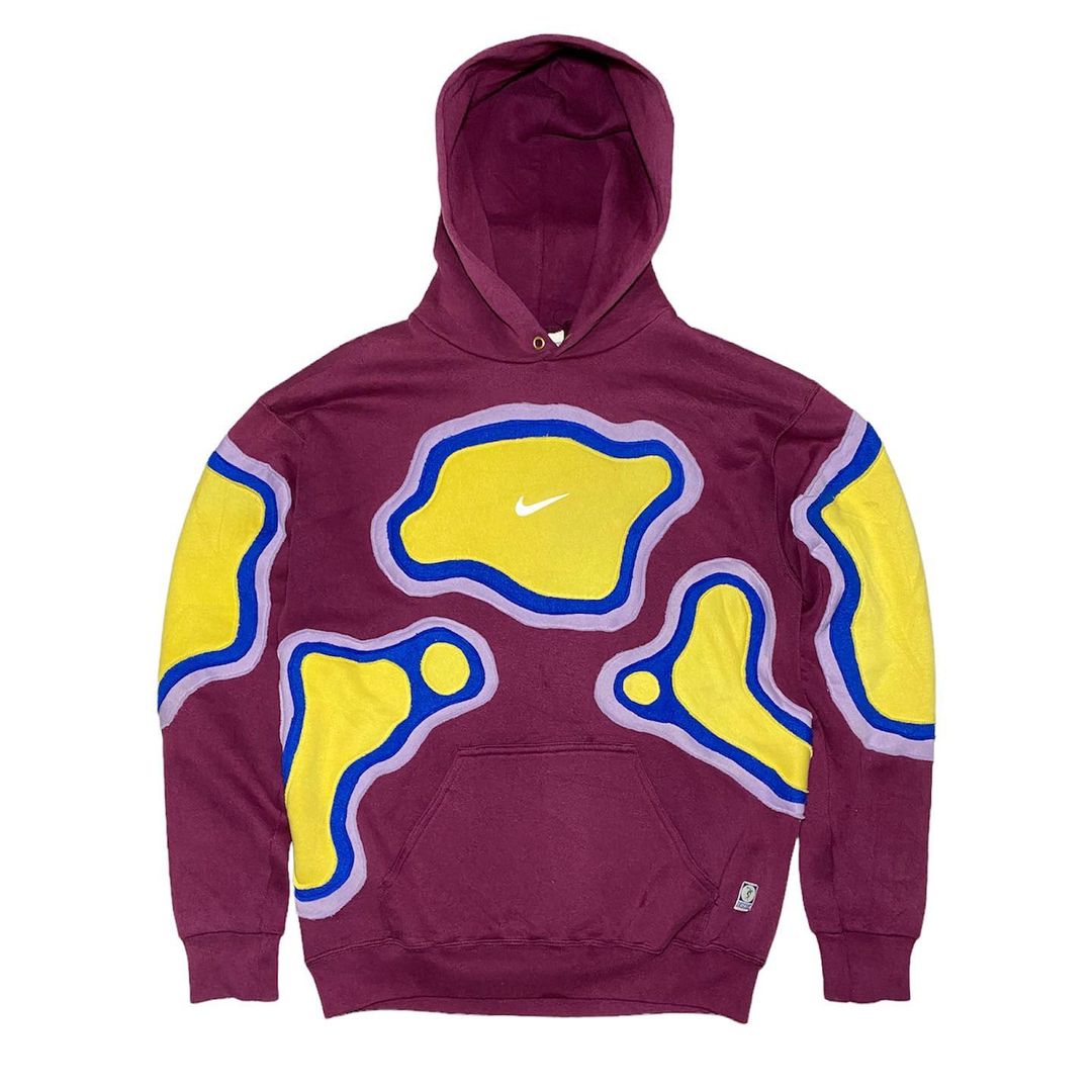 Reworked Nike Thermal Hoodie Maroon/Yellow