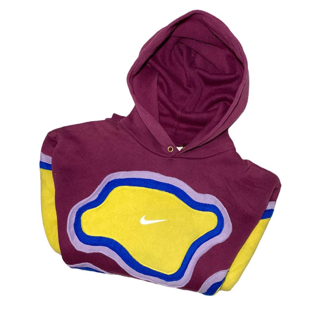 Reworked Nike Thermal Hoodie Maroon/Yellow