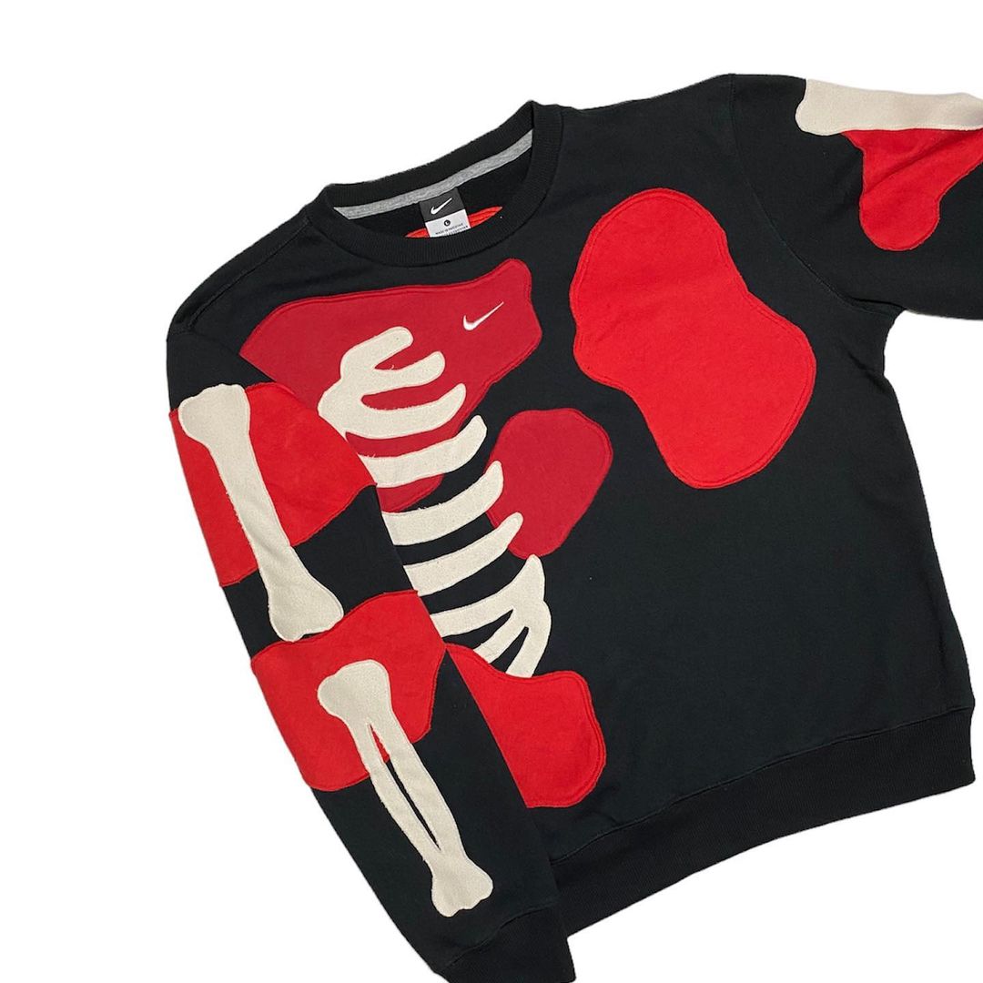 Reworked Nike Skeleton Sweatshirt Black/Red