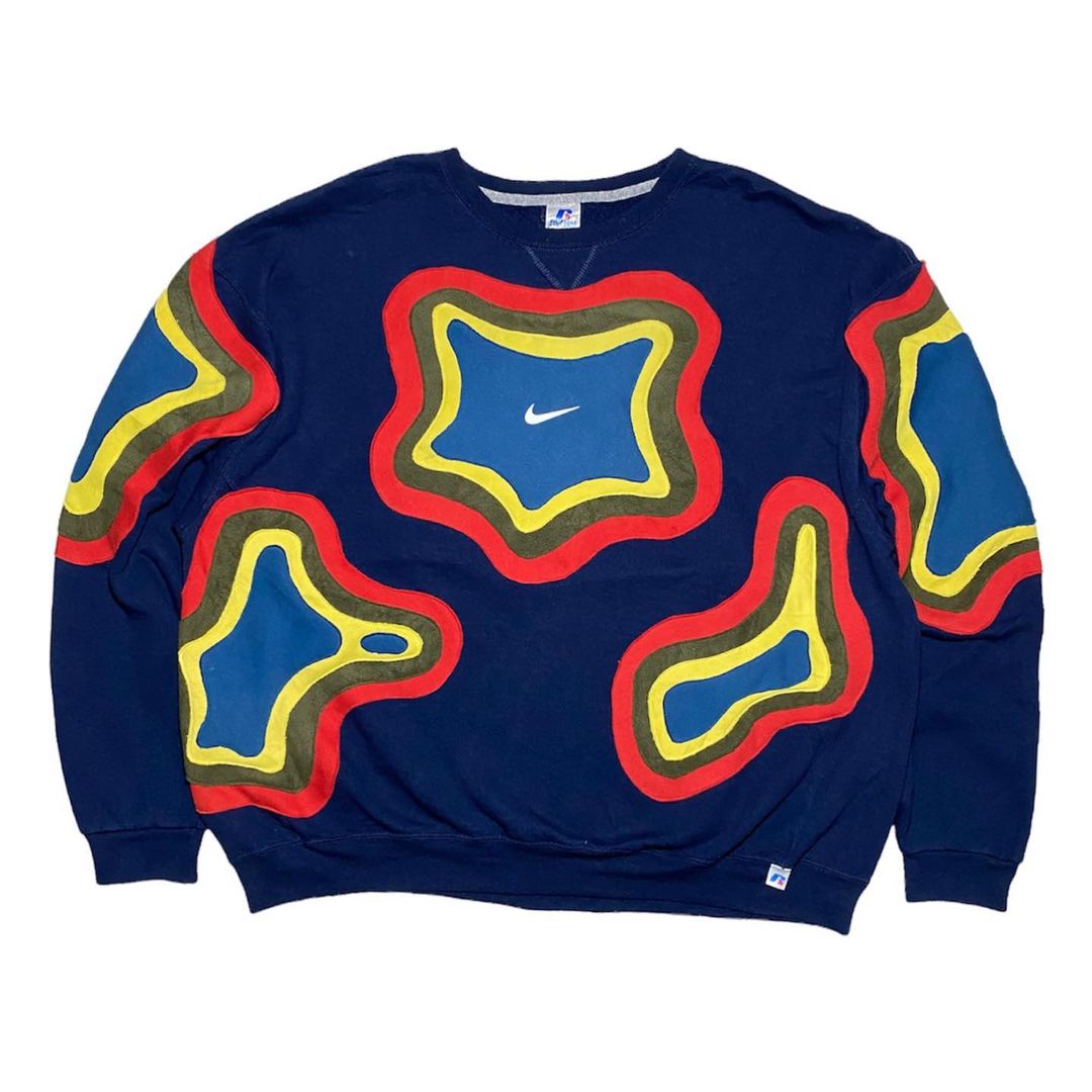 Reworked Nike Thermal Sweatshirt Blue/Red/Yellow