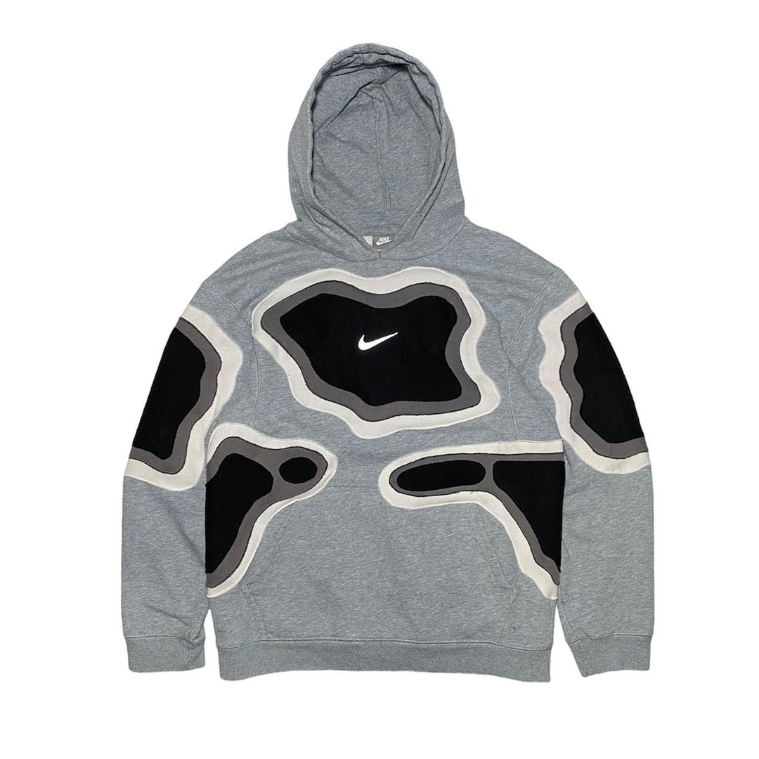 Reworked Nike Thermal Hoodie Gray/White/Black