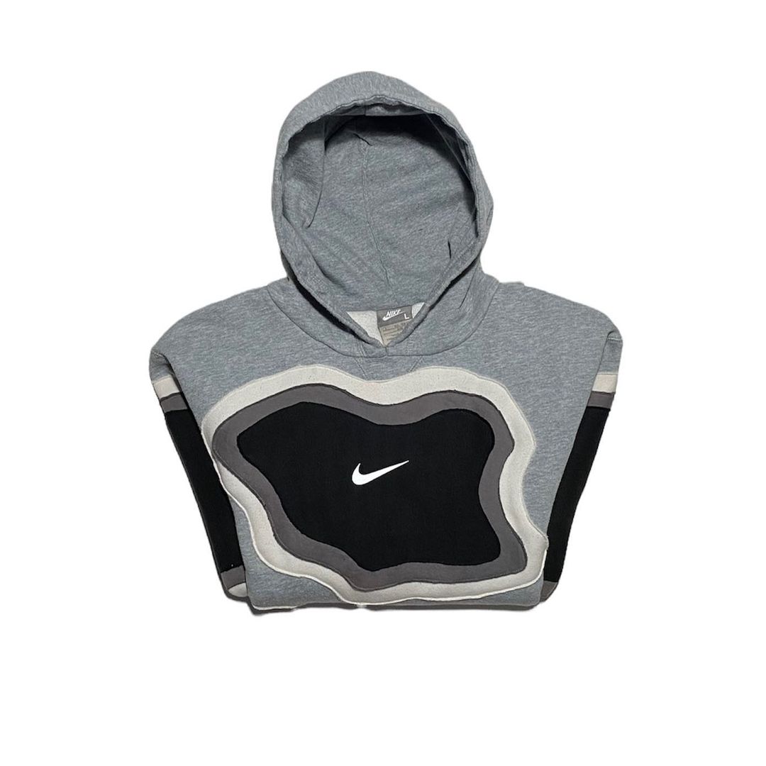 Reworked Nike Thermal Hoodie Gray/White/Black