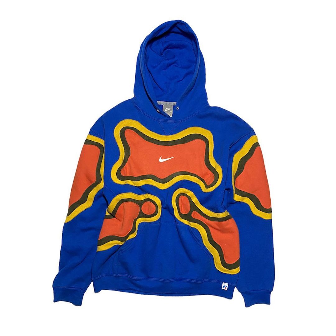 Reworked Nike Thermal Hoodie Blue/Yellow/Orange