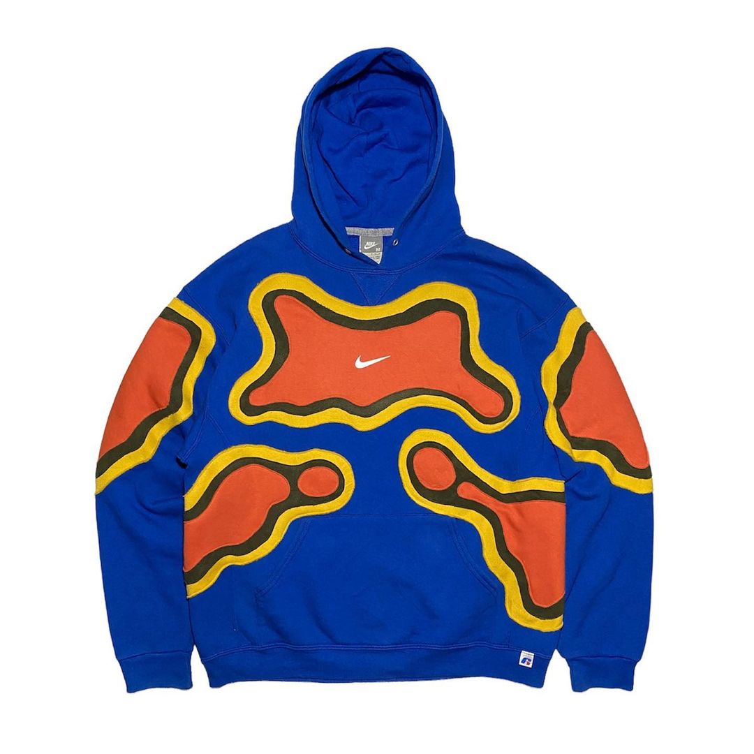 Reworked Nike Thermal Hoodie Blue/Yellow/Orange