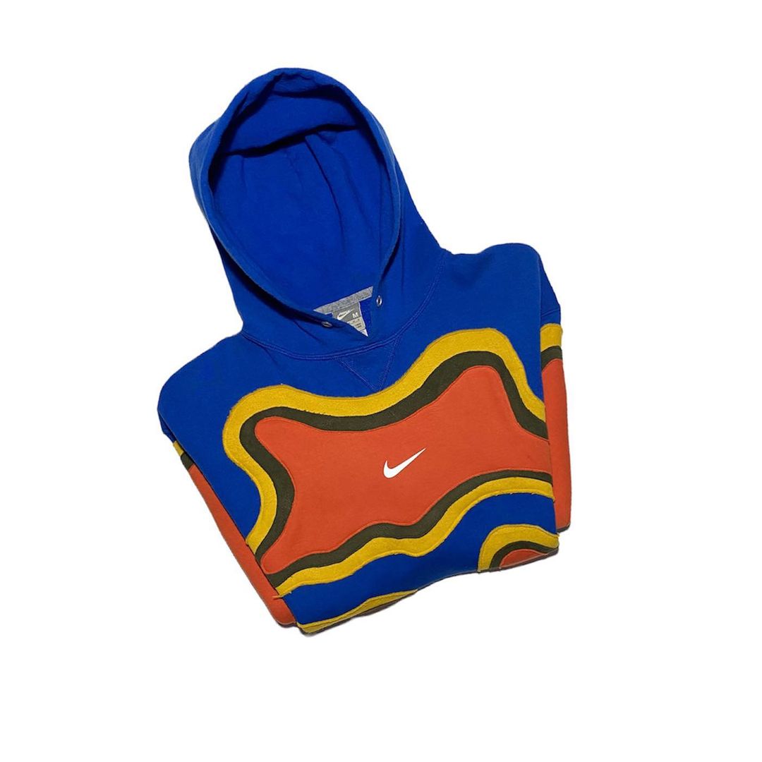 Reworked Nike Thermal Hoodie Blue/Yellow/Orange