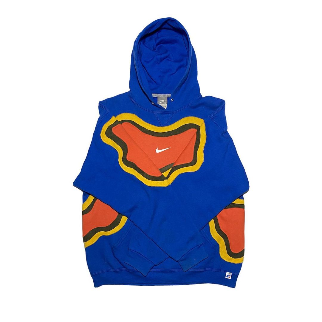 Reworked Nike Thermal Hoodie Blue/Yellow/Orange