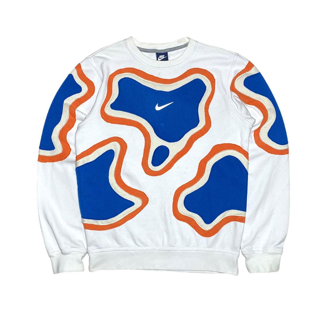 Reworked Nike Thermal Sweatshirt White/Orange/Blue