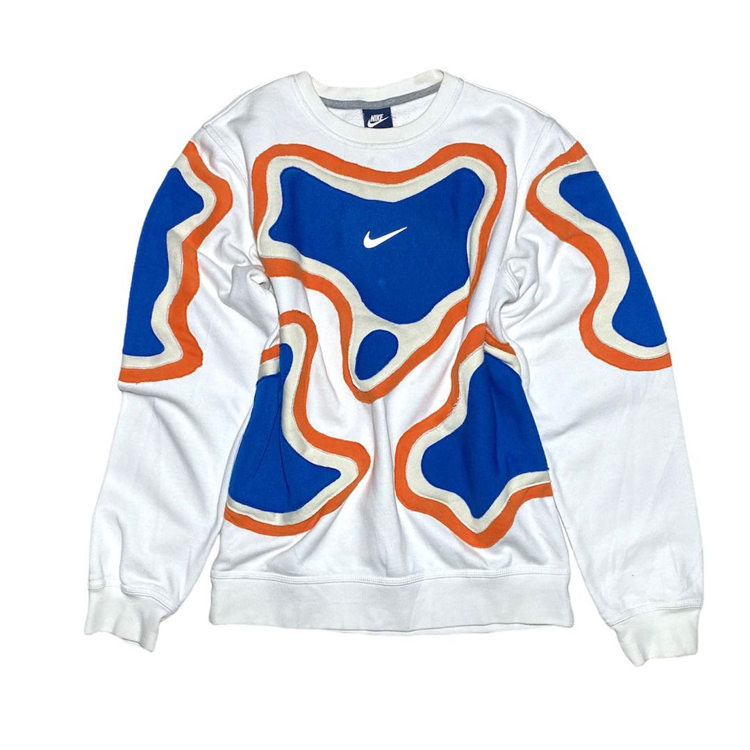 Reworked Nike Thermal Sweatshirt White/Orange/Blue