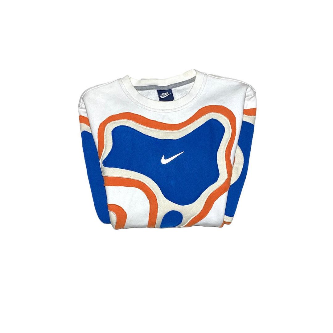 Reworked Nike Thermal Sweatshirt White/Orange/Blue