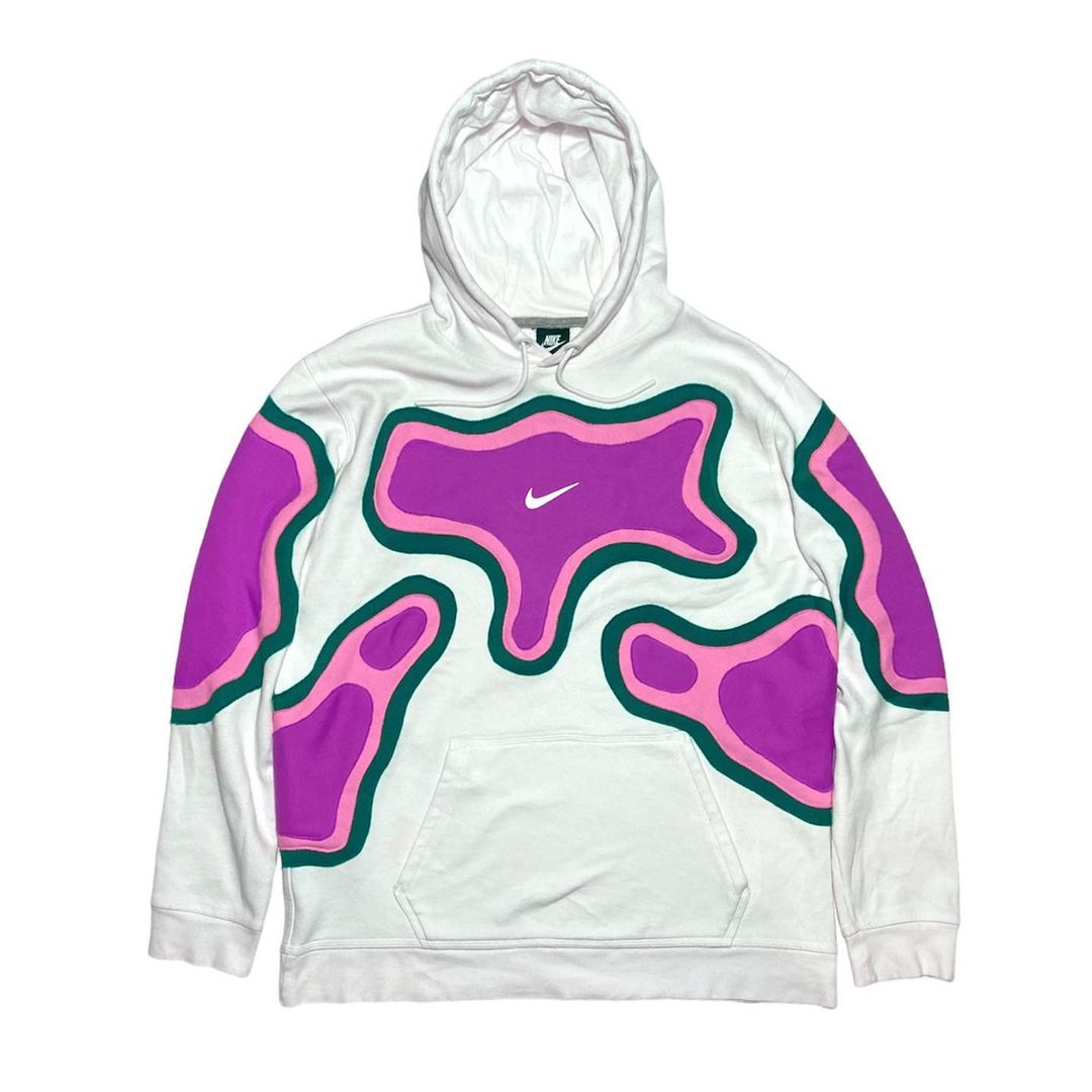 Reworked Nike Hoodie White/Green/Purple