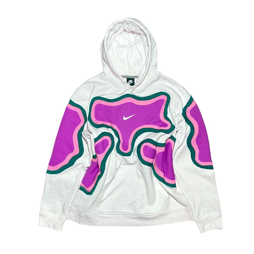 Reworked Nike Hoodie White/Green/Purple