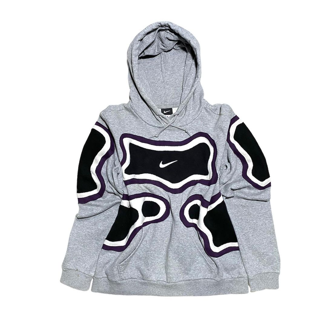 Reworked Nike Thermal Hoodie Gray/White/Black