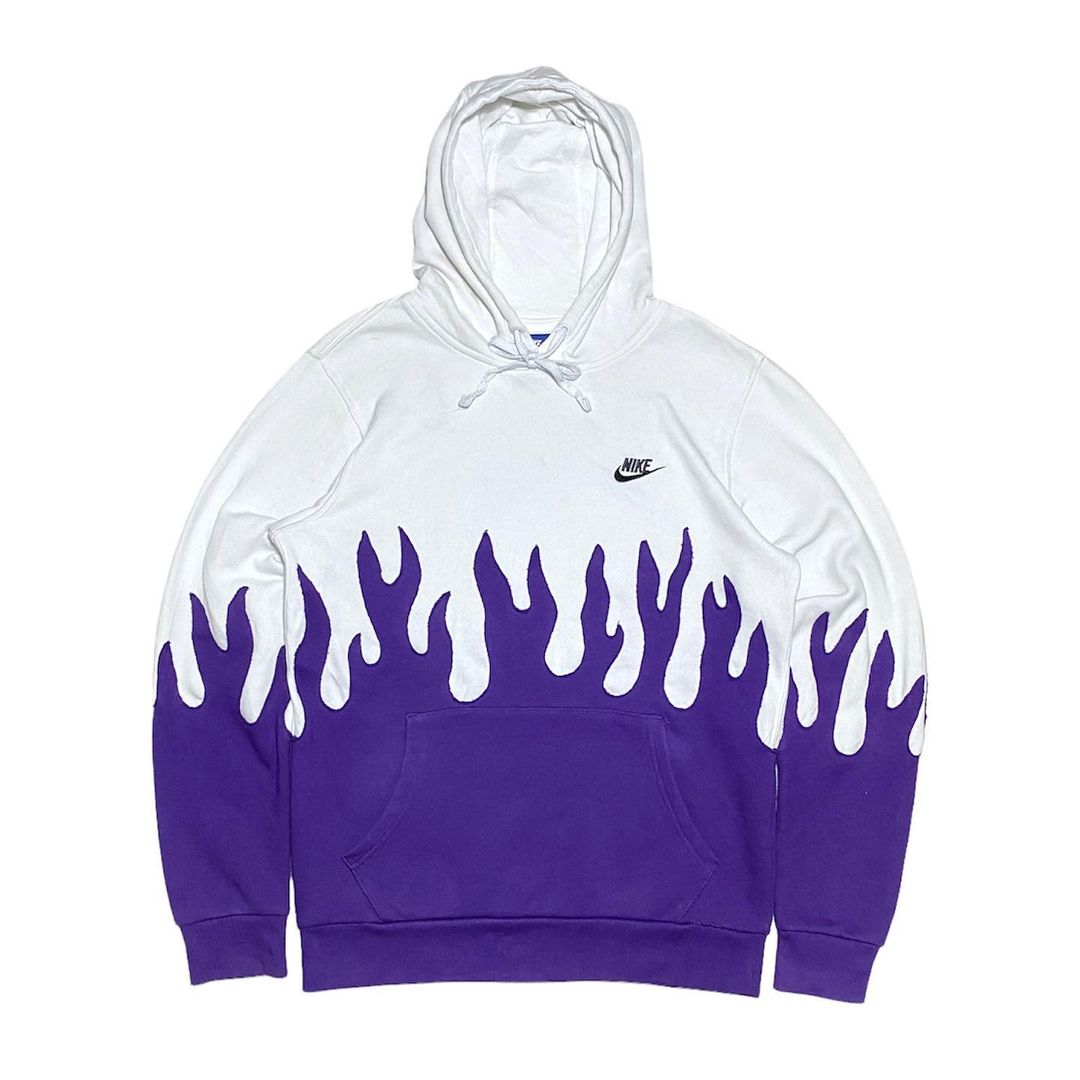 Reworked Nike Flames Hoodie White/Violet