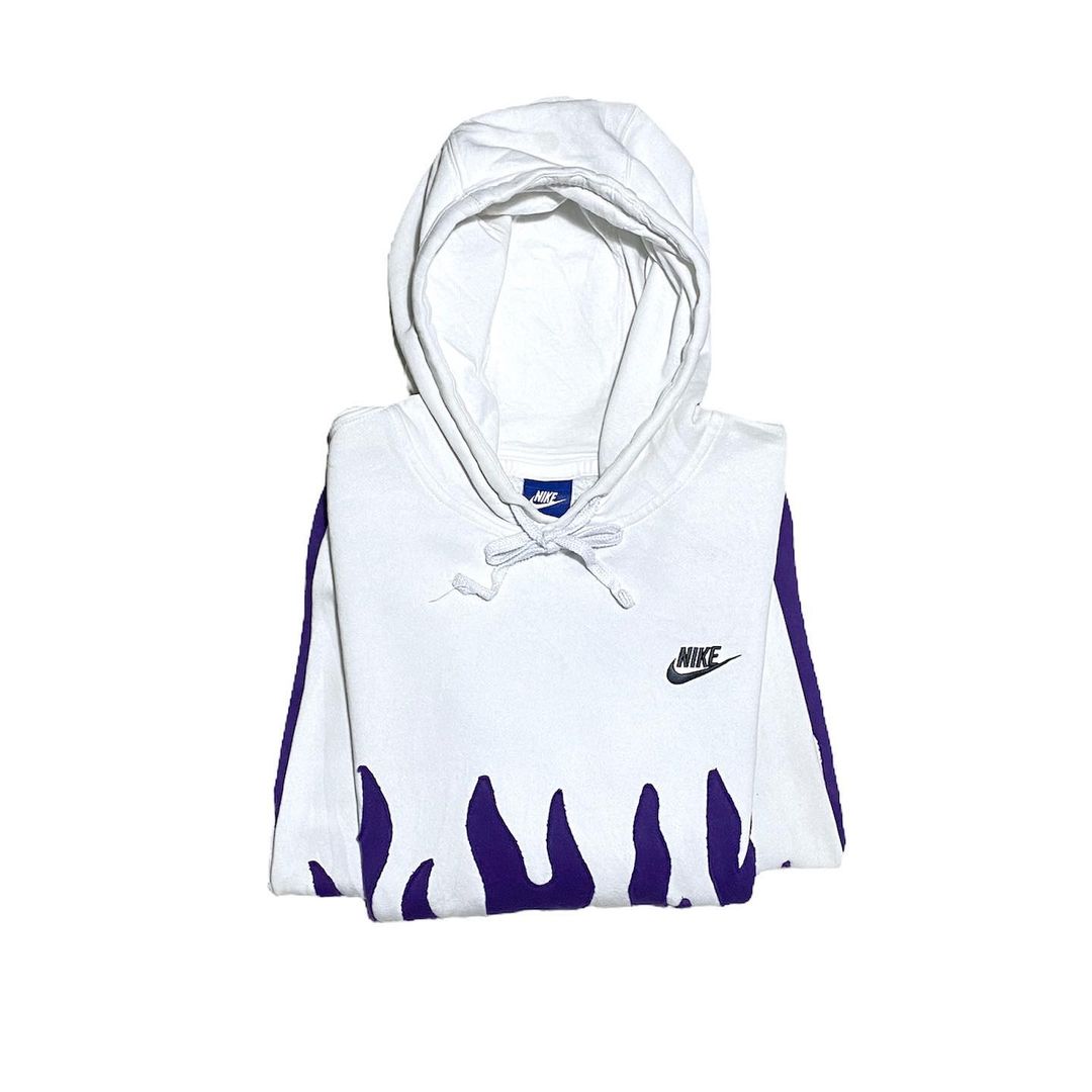 Reworked Nike Flames Hoodie White/Violet