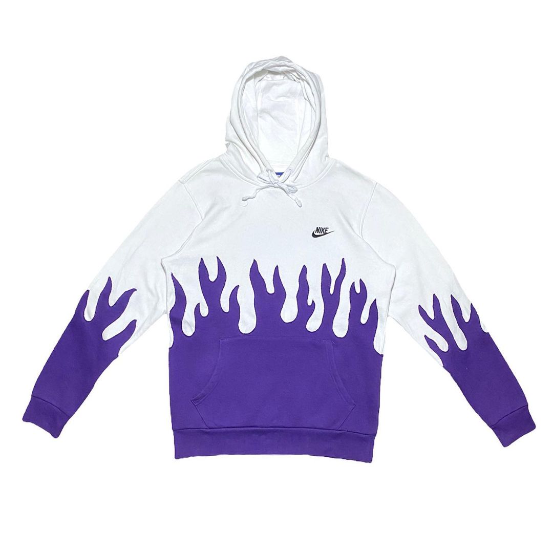 Reworked Nike Flames Hoodie White/Violet