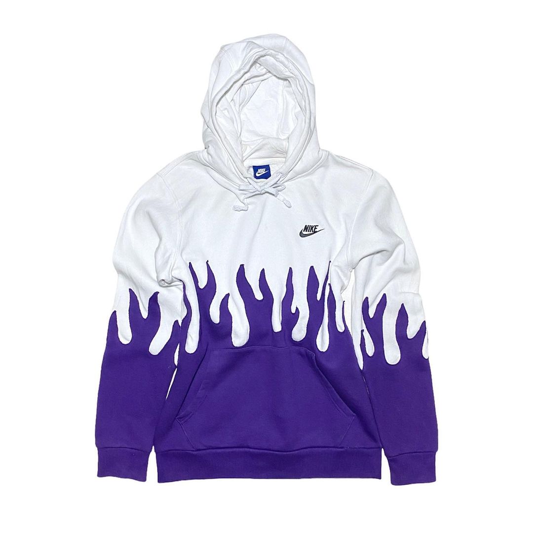 Reworked Nike Flames Hoodie White/Violet