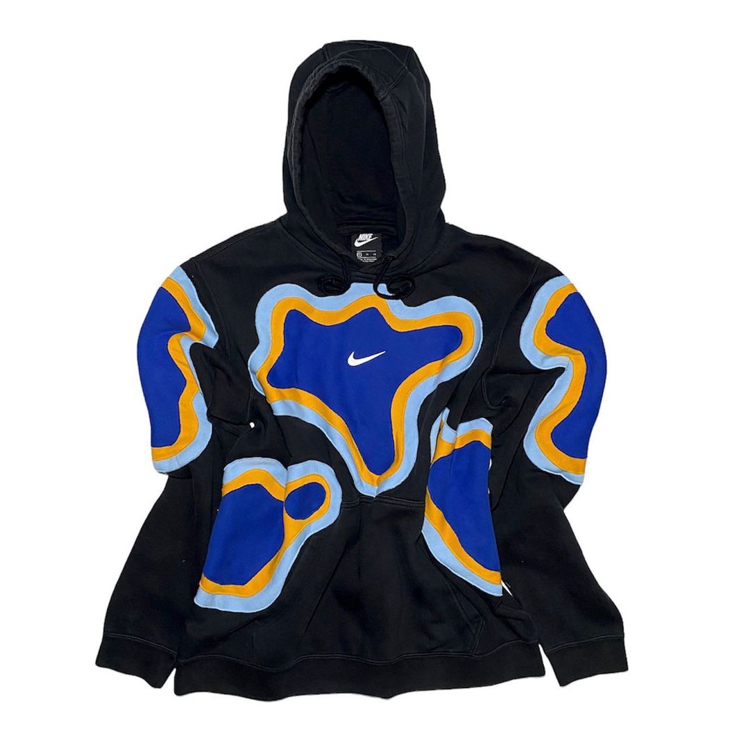 Reworked Nike Thermal Hoodie Black/Skyblue/Yellow/Blue