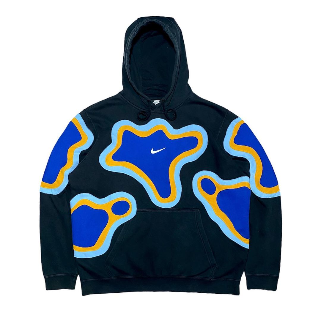 Reworked Nike Thermal Hoodie Black/Skyblue/Yellow/Blue