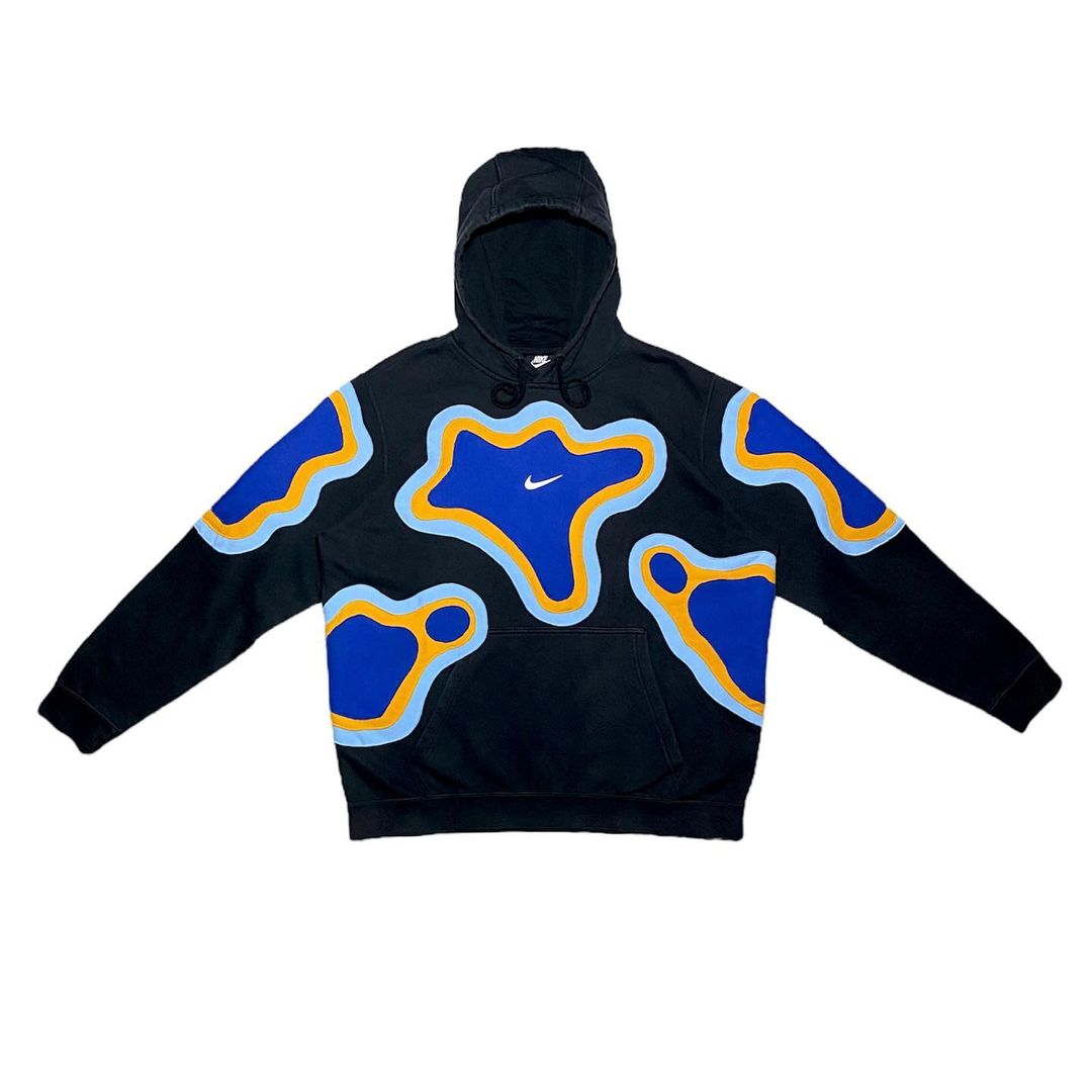 Reworked Nike Thermal Hoodie Black/Skyblue/Yellow/Blue