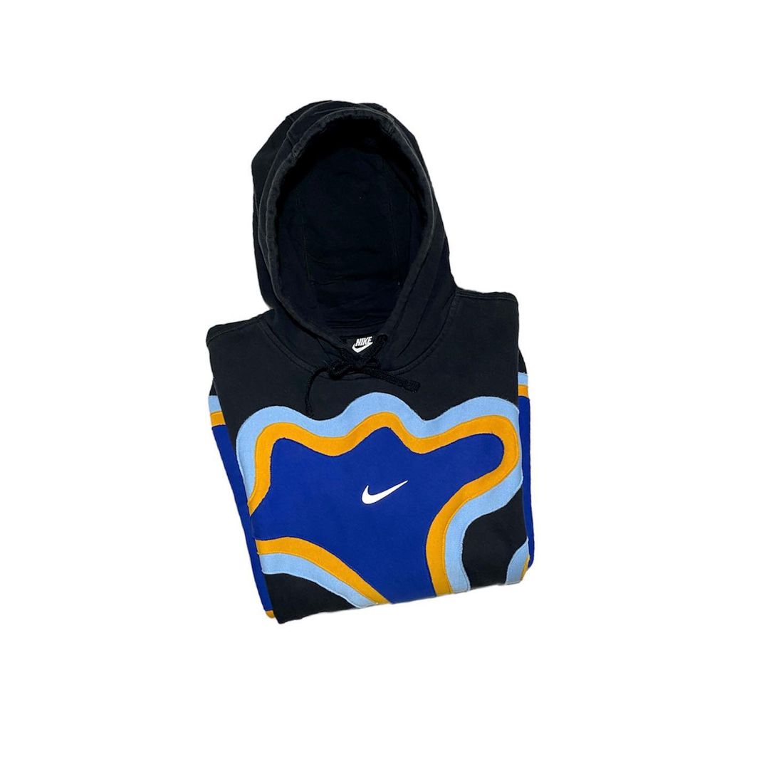 Reworked Nike Thermal Hoodie Black/Skyblue/Yellow/Blue