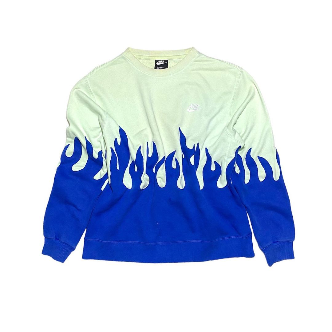 Reworked Nike Flames Sweatshirt Blue